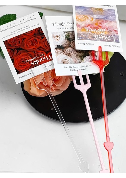 Pembe Küçük 80 Adet Üç Uçlu Çiçek Aranjmanı Buket Ambalaj Kartı Sabit Plastik El Yapımı Dıy Kart Sahibinin 80 Adet (Yurt Dışından) indirimleri