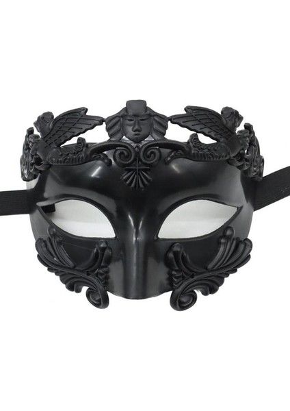 Siyah Maskeli Balo Yüz Kapatma Muhteşem Sıkıntılı Cosplay Sahne Venedik Antik Yunan Kostüm Partisi Erkekler Yarım Yüz Cadılar Bayramı Festivali Için (Yurt Dışından)