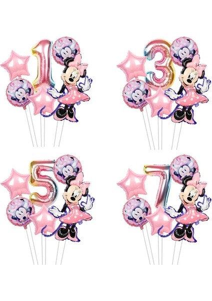 1 Adet Minnie Mouse Folyo Balonlar Mickey 1st Doğum Günü Partisi Süslemeleri Çocuklar Balon Numarası 1 Globos Bebek Duş Konfeti Lateks Top Oyuncak (Yurt Dışından)