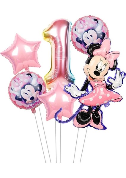 1 Adet Minnie Mouse Folyo Balonlar Mickey 1st Doğum Günü Partisi Süslemeleri Çocuklar Balon Numarası 1 Globos Bebek Duş Konfeti Lateks Top Oyuncak (Yurt Dışından)