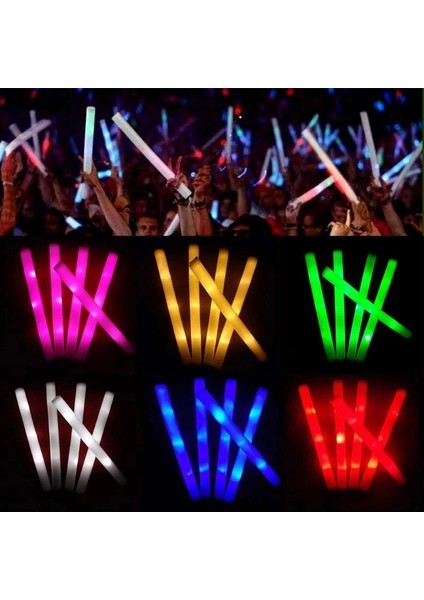 Beyaz 10 Adet 5/10/15/30/50 Adet Renkli LED Parlak Çubuk Kolye Light-Up LED Parlak Köpük Çubuk Tezahürat Tüpü Koyu Işık Doğum Günü Düğün Parti Malzemeleri (Yurt Dışından)