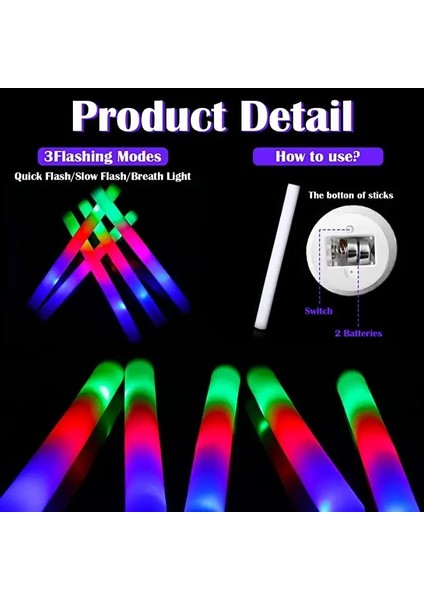Beyaz 10 Adet 5/10/15/30/50 Adet Renkli LED Parlak Çubuk Kolye Light-Up LED Parlak Köpük Çubuk Tezahürat Tüpü Koyu Işık Doğum Günü Düğün Parti Malzemeleri (Yurt Dışından) modelleri