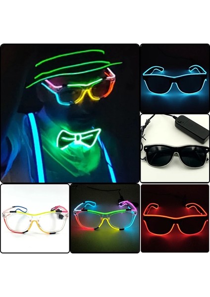 Limon Yeşili 2 Glow Neon Rave Gözlük El Tel Yanıp Sönen LED Güneş Gözlüğü Light Up Kostümleri Glow Parti Malzemeleri Cadılar Bayramı Dekorasyon (Yurt Dışından) modelleri