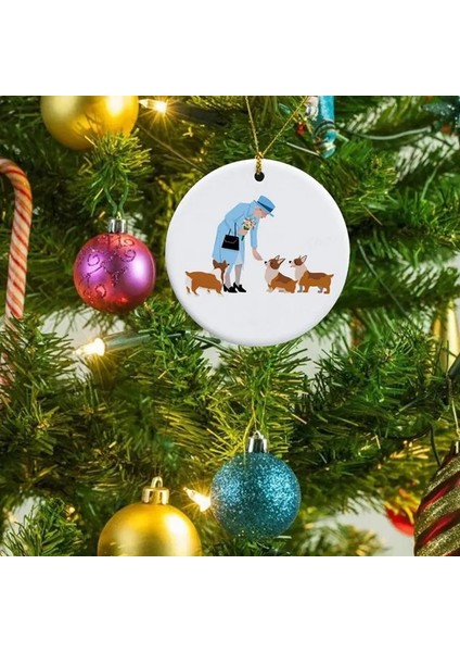 B Kraliçe ve Corgi Noel Süs 2023 Broş Pin Rozeti Majesteleri Kraliçe Elizabeth Iı Asılı Süsler (Yurt Dışından)