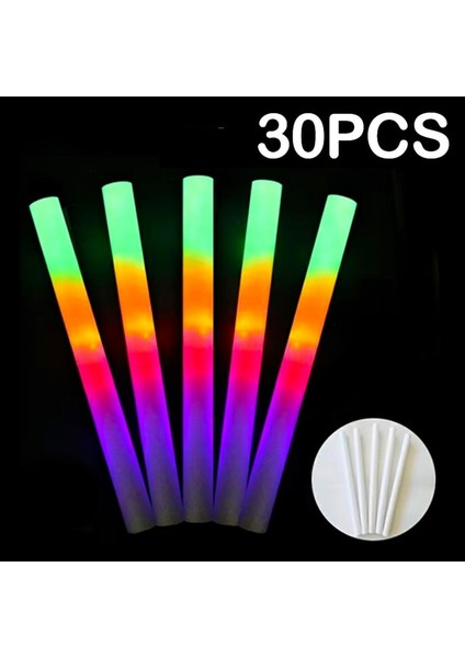 30 Adet Köpük Sopa LED Işıklı Çubuklar Parti Rave Köpük Parlak Çubuk Kolye Rgb Floresan Koyu Işık Bar Düğün Doğum Günü Festivali Malzemeleri Aksesuarları (Yurt Dışından)