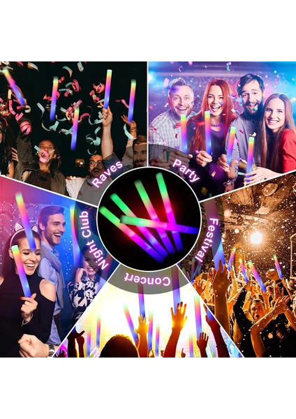 30 Adet Köpük Sopa LED Işıklı Çubuklar Parti Rave Köpük Parlak Çubuk Kolye Rgb Floresan Koyu Işık Bar Düğün Doğum Günü Festivali Malzemeleri Aksesuarları (Yurt Dışından) modelleri
