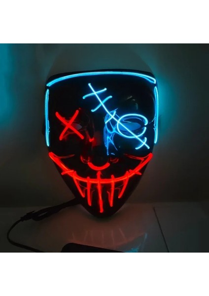 F4 Cadılar Bayramı LED Korkunç Maske Parti Korku Cosplay Kostüm Maske Masquerade Karanlıkta Işık Glow (Yurt Dışından)