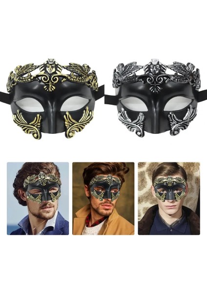 Siyah Maskeli Balo Yüz Kapatma Muhteşem Sıkıntılı Cosplay Sahne Venedik Antik Yunan Kostüm Partisi Erkekler Yarım Yüz Cadılar Bayramı Festivali Için (Yurt Dışından) indirimleri