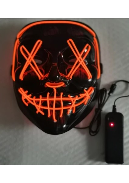 Turuncu Cadılar Bayramı Maskesi Karışık Renkli LED Maske Parti Maskesi Masquerade Maskeleri Neon Maske Karanlıkta Işık Glow Korku Maskesi Parlayan Masker (Yurt Dışından)