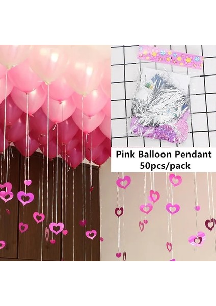 50 Adet Pembe Kolye Balon Sütun Balon Bebek Duş Için Standı Doğum Günü Düğün Parti Dekorasyon Eid Balon Kemer Kiti Pompa Klip Balonlar Aksesuarları (Yurt Dışından)
