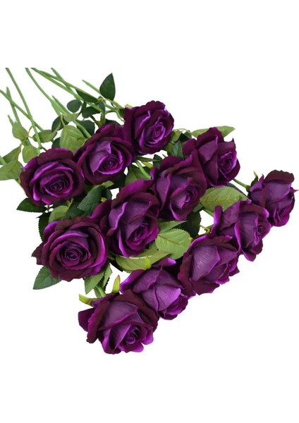 K 5 Adet 5/10 Adet Yapay Çiçekler Buket Kırmızı Ipek Sahte Gül Çiçek Düğün Ev Masa Dekorasyonu Için Noel Sevgililer Günü Hediyesi (Yurt Dışından)