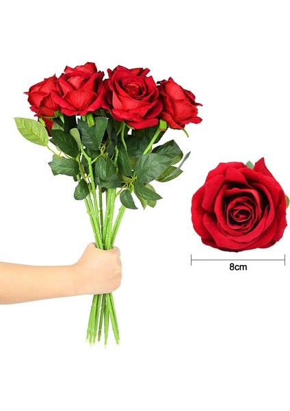K 5 Adet 5/10 Adet Yapay Çiçekler Buket Kırmızı Ipek Sahte Gül Çiçek Düğün Ev Masa Dekorasyonu Için Noel Sevgililer Günü Hediyesi (Yurt Dışından) modelleri