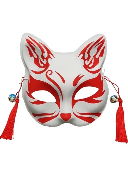 Stil 4 Yarım Yüz Maskesi El-Boyalı Japon Sakura Püsküller Tilki Maskesi Masquerade Cadılar Bayramı Hayvan Kabuki Kitsune Topu Maskeleri Cosplay Sahne (Yurt Dışından)