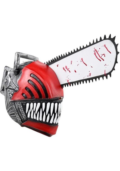 Stil 1 Anime Chainsawman Cosplay Tam Kafa Maque 2022 Anime Chainsawman Lateks Yüz Kapatma Korkunç Denji Kostüm Partisi Aksesuarları (Yurt Dışından)