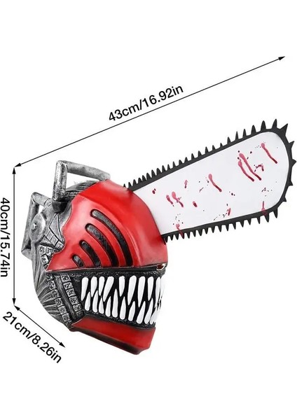Stil 1 Anime Chainsawman Cosplay Tam Kafa Maque 2022 Anime Chainsawman Lateks Yüz Kapatma Korkunç Denji Kostüm Partisi Aksesuarları (Yurt Dışından) modelleri