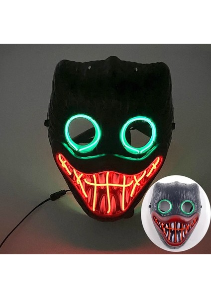 E Yeni Tasarım Aydınlık Neon El Parti Maskesi Cadılar Bayramı Yanıp Sönen Komik Maske Karanlıkta Parlayan Cadılar Bayramı Sahne Masquerade (Yurt Dışından)