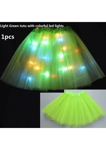Yeşil 2-7 Yıl Kızlar Için Kadın Kız LED Etek Neon Işık Up Tutu Sahne Dans Glow Doğum Günü Partisi Hediye Çiçek Taç Peri Kostüm Değnek Düğün Cadılar Bayramı (Yurt Dışından)