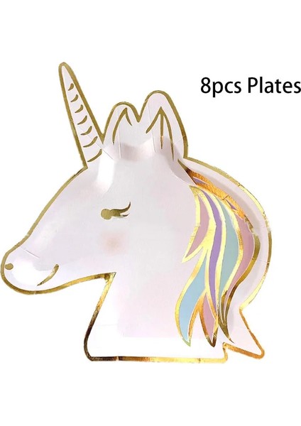 8 Adet Tabaklar Unicorn Tek Kullanımlık Sofra Unicorn Parti Malzemeleri Kağıt Tabaklar Peçeteler Mutlu Unicorn Doğum Günü Partisi Dekoru Gökkuşağı At Kız (Yurt Dışından)
