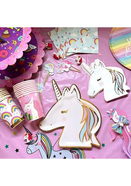 8 Adet Tabaklar Unicorn Tek Kullanımlık Sofra Unicorn Parti Malzemeleri Kağıt Tabaklar Peçeteler Mutlu Unicorn Doğum Günü Partisi Dekoru Gökkuşağı At Kız (Yurt Dışından)