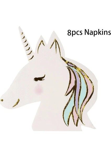 8 Adet Tabaklar Unicorn Tek Kullanımlık Sofra Unicorn Parti Malzemeleri Kağıt Tabaklar Peçeteler Mutlu Unicorn Doğum Günü Partisi Dekoru Gökkuşağı At Kız (Yurt Dışından)