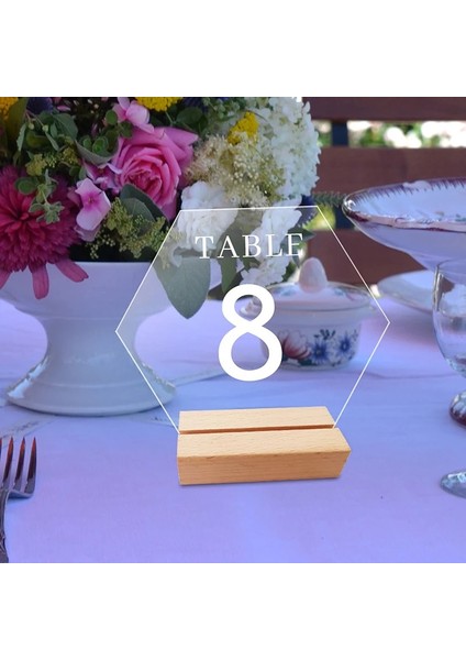 B04 Düğün Akrilik Masa Burcu Tutucu Ahşap Tabanlı Temizle Düğün Masa Burcu Numarası Restoran Otel Için Yer Kartı Ekran Standı (Yurt Dışından) indirimleri