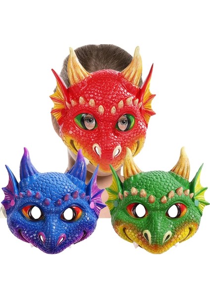 Sarı Yeşil Dino Çocuk Dino Parti Maskesi Cosplay Sevimli Hayvan Ejderha Pu Masques Cadılar Bayramı Masquerade Çocuk Doğum Günü Hediyeleri Ev Dekor (Yurt Dışından) fiyatları