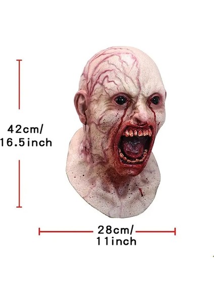 A 2022 Maske Korku Başlık Cadılar Bayramı Korku Maskesi Masquerade Korkunç Ürpertici Korkunç Parti Sahne Cosplay Aksesuarları (Yurt Dışından)