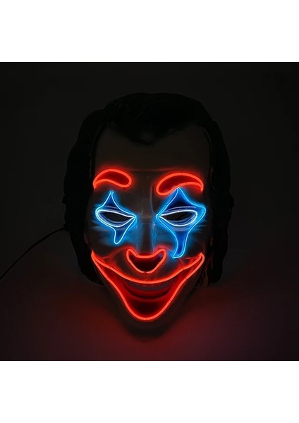 Maske 5 Korku Cadılar Bayramı Neon Maske Palyaço Maskesi Cosplay Parti Kostüm Malzemeleri LED Maske Masque Masquerade Parti Maskeleri Karanlıkta Glow (Yurt Dışından)