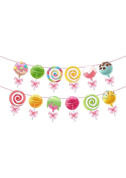 Set 24 Adet Tatlı Lolipop Tema Parti Süslemeleri Sofra Setleri Çocuklar Şeker Şeker Kız Doğum Günü Partisi Malzemeleri Bebek Duş Iyilik (Yurt Dışından) indirimleri