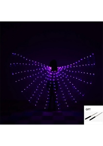 Mor L (Yetişkin 155-175CM) Oryantal Dans LED Kelebek Kanatları Parti Festivali Performansı Floresan Isis Kanatları Oryantal Dans Karnaval Kostümleri Yetişkinler Için Gösterir (Yurt Dışından)
