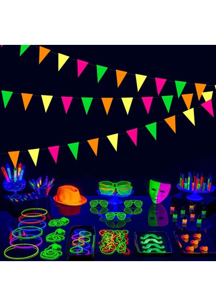 10 Adet Neon Balon Neon Parti Malzemeleri Neon Banner Balon Floresan Gözlük Eldiven Uv Neon Doğum Günü Partisi Dekoru 90 S Siyah Işık Parti (Yurt Dışından)