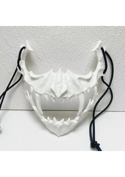 Beyaz E Japon Anime Ejderha Tanrı Yarım Yüz Maskesi Cosplay Hayvan Maskesi Unisex Cadılar Bayramı Masquerade Karnaval Parti Sahne (Yurt Dışından)