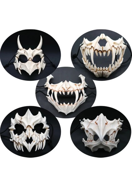 Beyaz E Japon Anime Ejderha Tanrı Yarım Yüz Maskesi Cosplay Hayvan Maskesi Unisex Cadılar Bayramı Masquerade Karnaval Parti Sahne (Yurt Dışından) modelleri