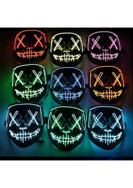 1 Adet Gök Mavisi LED Cadılar Bayramı Maskesi Karanlıkta Parlayan Maskara Cadılar Bayramı Partisi Kostüm Cosplay Maskeleri Korku Sahne Neon Işık Masquerade (Yurt Dışından) fırsatları