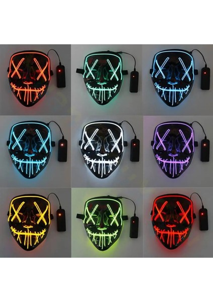 1 Adet Gök Mavisi LED Cadılar Bayramı Maskesi Karanlıkta Parlayan Maskara Cadılar Bayramı Partisi Kostüm Cosplay Maskeleri Korku Sahne Neon Işık Masquerade (Yurt Dışından) indirimleri