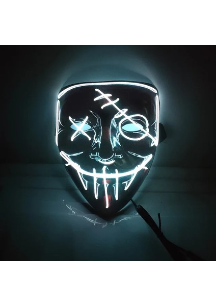 F2 Cadılar Bayramı LED Korkunç Maske Parti Korku Cosplay Kostüm Maske Masquerade Karanlıkta Işık Glow (Yurt Dışından)