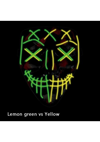 2 Renk 10 Korku Cadılar Bayramı LED Maske LED Neon Işıklı Maske Kostüm Festivali Cosplay Dj Parti Işıklı Maskeler Seçim Tasfiye Maskara Maskesi (Yurt Dışından)