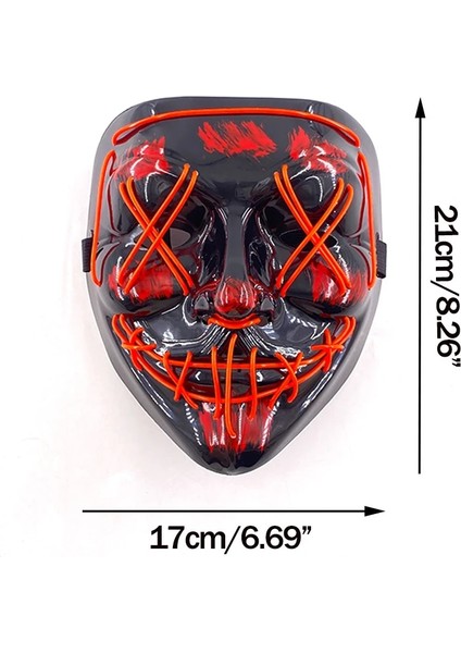 Limon Yeşili Kablosuz Cadılar Bayramı Neon LED Tasfiye Maskesi Masque Masquerade Parti Maskeleri Işık Karanlıkta Büyümek Korku Maskesi Parlayan Masker (Yurt Dışından)