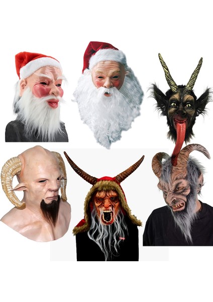 16 Noel Krampus Maskesi, Gerçekçi Noel Noel Baba Maskesi Lateks Noel Kostüm Maskesi Kostüm Partisi (Yurt Dışından)