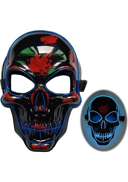 17 Kafatası LED Maske Masquerade Maskeleri Neon Maske Karanlıkta Işık Glow Maskara Korku Maskesi Parlayan Masker Cadılar Bayramı Partisi Maskesi (Yurt Dışından)