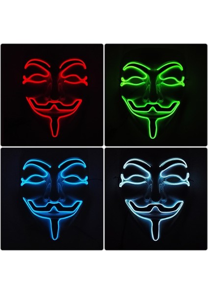 Kırmızı 10 Cadılar Bayramı Partisi Maskesi Aydınlık LED Maske Masque Masquerade Neon El Maskeleri Işık Komik Maskeler Cosplay Kostüm Karnaval Malzemeleri (Yurt Dışından) modelleri