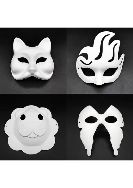 E 1 Adet Yaratıcı Dıy Hamuru Kedi Tilki Beyaz Kağıt Boyasız Hayvan Maskesi Erkekler Kadınlar Için Çocuklar Venedik Karnavalı Yüz Maskeleri Parti Malzemeleri (Yurt Dışından) modelleri