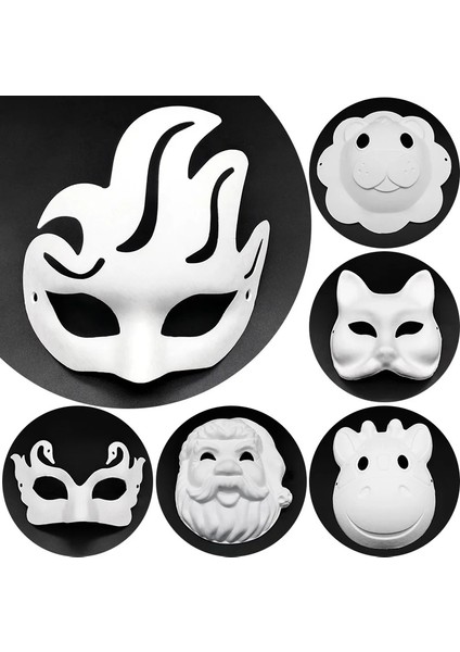 E 1 Adet Yaratıcı Dıy Hamuru Kedi Tilki Beyaz Kağıt Boyasız Hayvan Maskesi Erkekler Kadınlar Için Çocuklar Venedik Karnavalı Yüz Maskeleri Parti Malzemeleri (Yurt Dışından) fırsatları