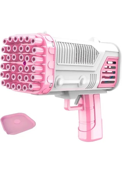 Pembe Kabarcık Tabancası Roket 36 Delik Sabun Köpüğü Makineli Tüfek Şekli Otomatik Üfleyici Işıklı Oyuncaklar Çocuklar Için Pomperos Çocuk Günü Hediyesi (Yurt Dışından)