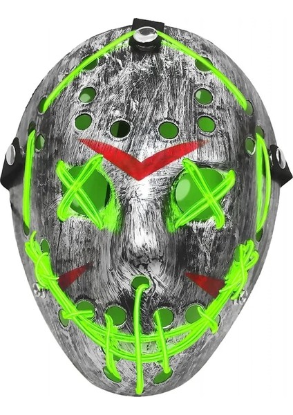 Buz Mavisi Jason Kostüm Maskesi LED Tasfiye Maskesi Light Up Korkunç Cadılar Bayramı Kostümleri Maske Erkekler Kadınlar Yetişkinler Için Çocuklar (Yurt Dışından) fiyatları