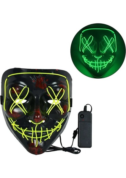 Floresan Yeşil Korkunç Cadılar Bayramı Colplay Light Up Tasfiye Maskesi Cadılar Bayramı Masquerade Partisi Çocuklar Erkekler Kadınlar Için LED Yüz Maskeleri Karanlıkta Parlayan Maske (Yurt Dışından)
