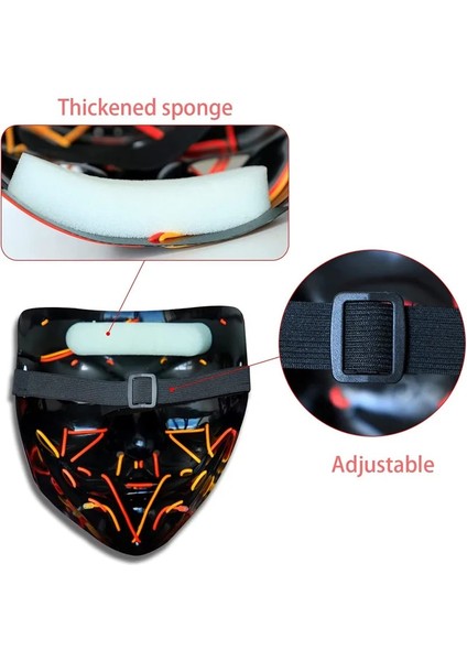 Floresan Yeşil Korkunç Cadılar Bayramı Colplay Light Up Tasfiye Maskesi Cadılar Bayramı Masquerade Partisi Çocuklar Erkekler Kadınlar Için LED Yüz Maskeleri Karanlıkta Parlayan Maske (Yurt Dışından) fırsatları