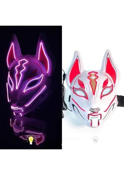 Pembe Cadılar Bayramı Neon LED Tasfiye Maskesi Masque Masquerade Parti Maskeleri Karanlıkta Işık Aydınlık Komik Maskeler Cosplay Kostüm Malzemeleri (Yurt Dışından)