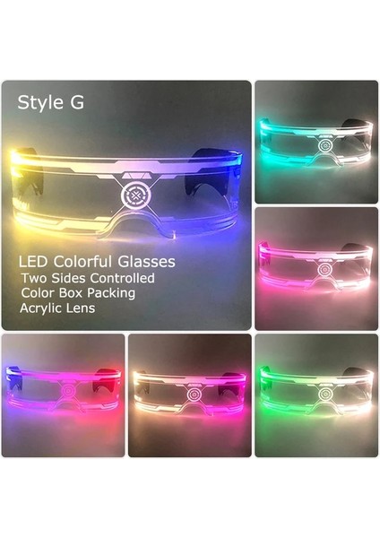 Stil G Sıcak LED Işıklı Gözlük Neon Işık Up Vizör Gözlük Bar Parti Gözlükleri Cadılar Bayramı Noel Festivali Glow Parti Dekorasyon Için (Yurt Dışından)