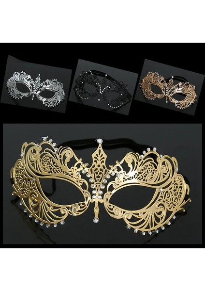 Gül Altın Yetişkin Metal Telkari Çift Kostüm Masquerade Maske Çifti Venedik Balo Balo Olay Mardi Gras Rhinestone Parti Maskesi (Yurt Dışından) fiyatları